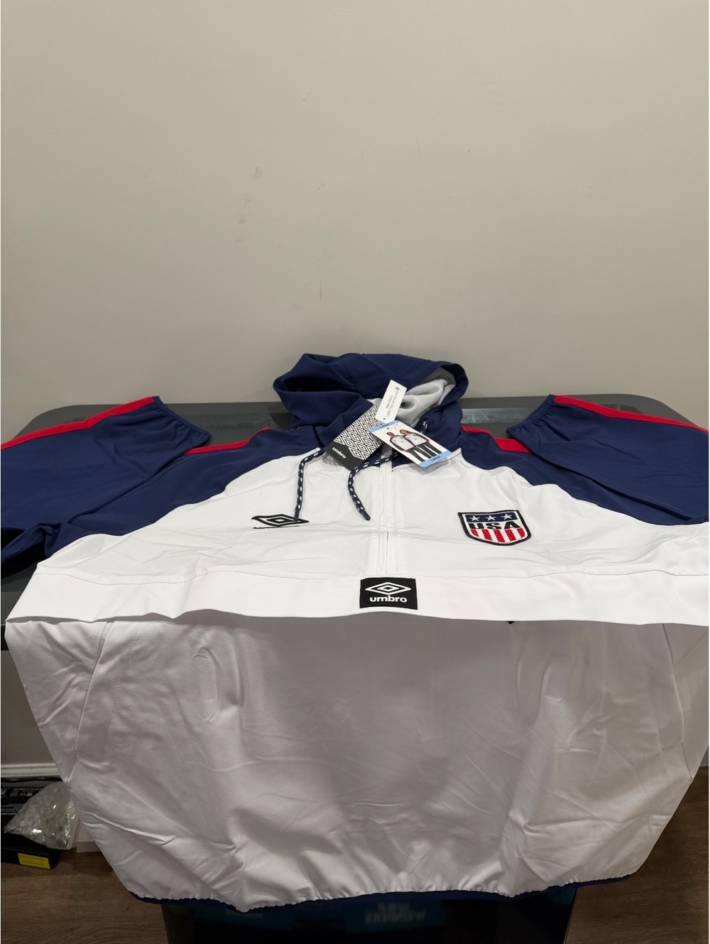 Umbro Team USA Pullover Jacket Adult Medium White Navy Red NWT